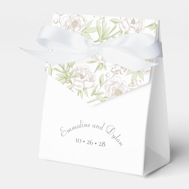 White Rose Classic Wedding Favor Boxes (Front Side)