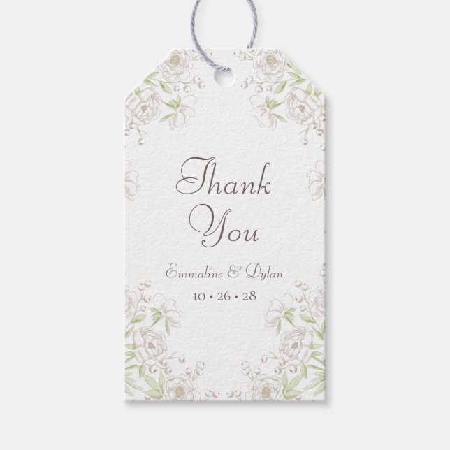 White Rose Classic Wedding Gift Tags (Front)