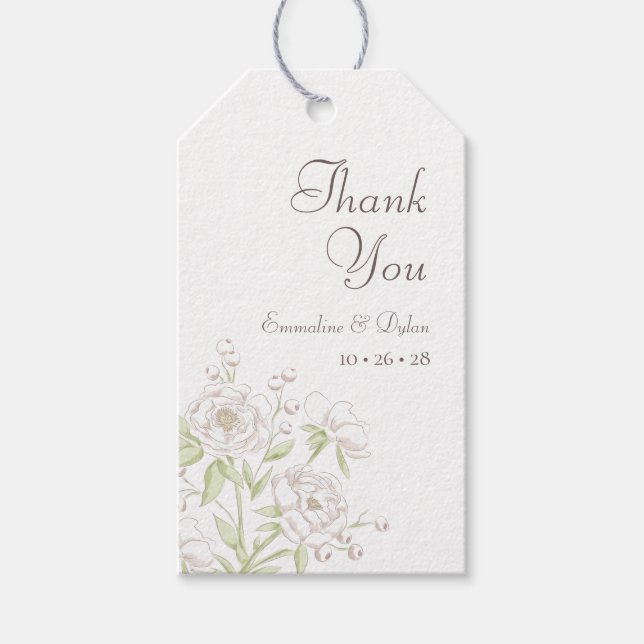 White Rose Classic Wedding Gift Tags (Front)