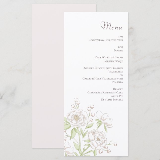 White Rose Classic Wedding Menus (Front/Back)