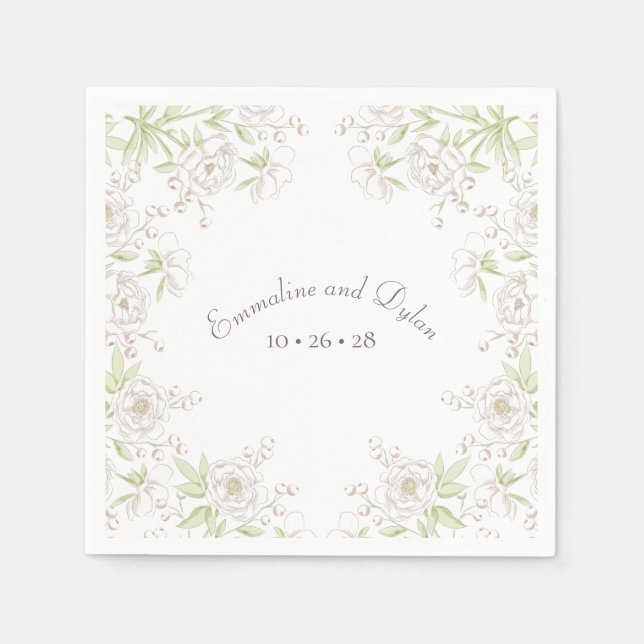 White Rose Classic Wedding Napkins (Front)