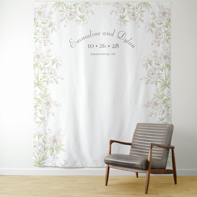 White Rose Classic Wedding Photo Backdrop (In Situ)