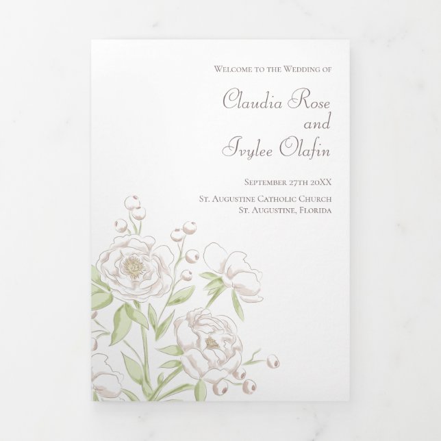 White Rose Classic Wedding Programs (Cover)