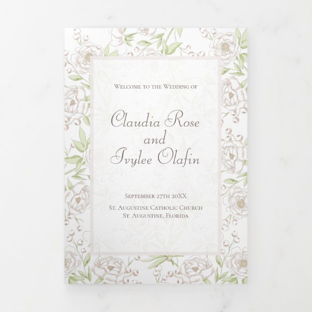 White Rose Classic Wedding Programs (Cover)