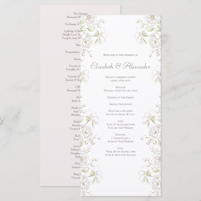 White Rose Classic Wedding Programs (Front/Back)