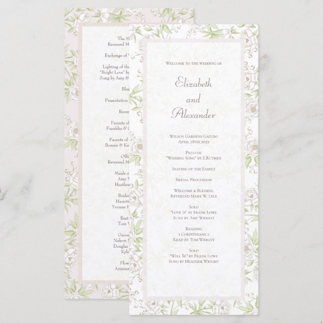 White Rose Classic Wedding Programs (Front/Back)