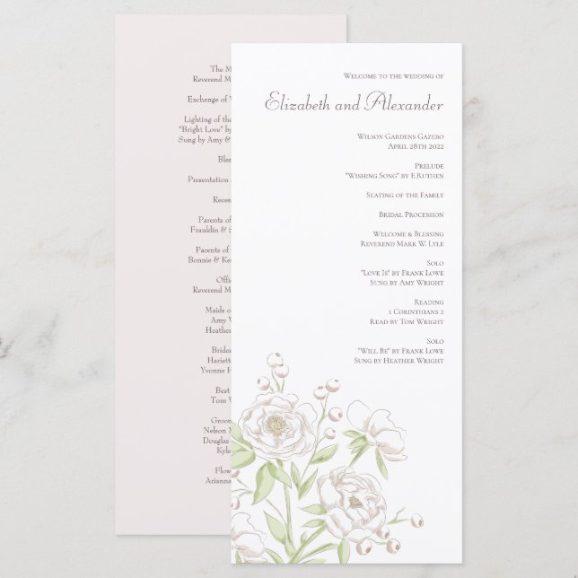 White Rose Classic Wedding Programs (Front/Back)