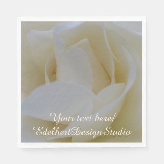White Rose Close Up Paper Napkins
