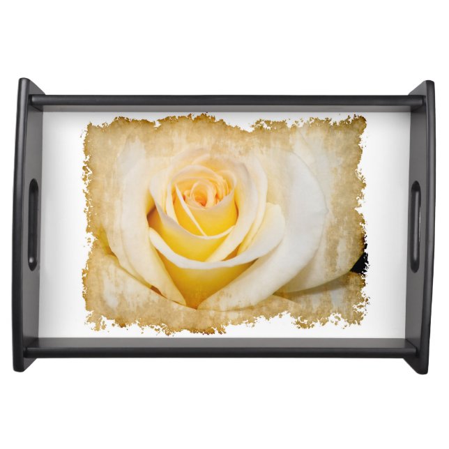 White Rose close-up Serving Tray (Front)