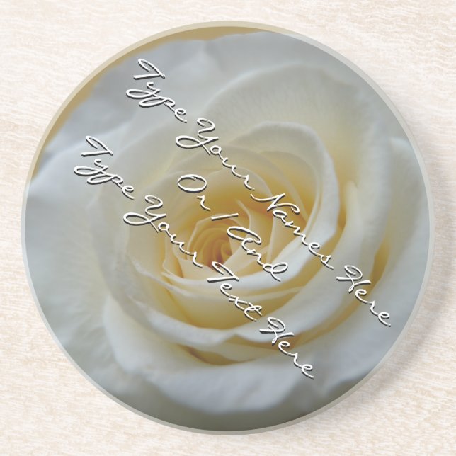 White Rose Coasters Personalized Rose Decor (Front)