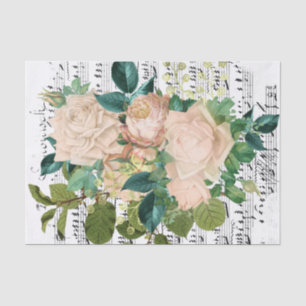 White Rose Collage Tissue Paper