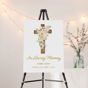 White rose Cross Memorial Funeral Foam Board