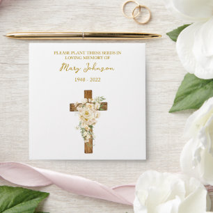 White rose Cross Seed Packet Funeral Envelope