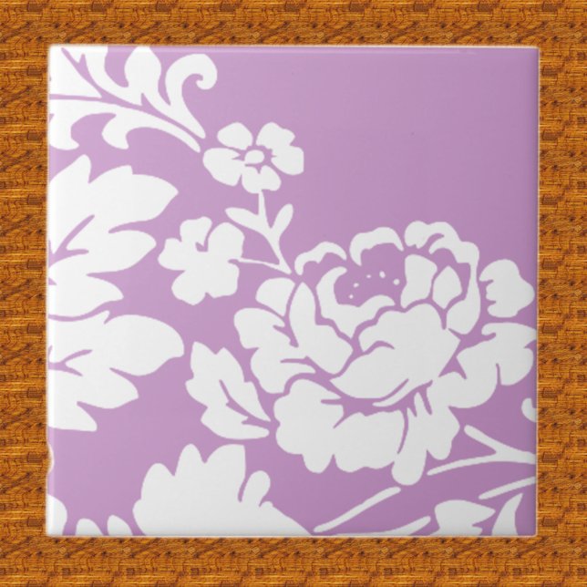 White Rose, Customizable background color Ceramic Tile (Creator Uploaded)