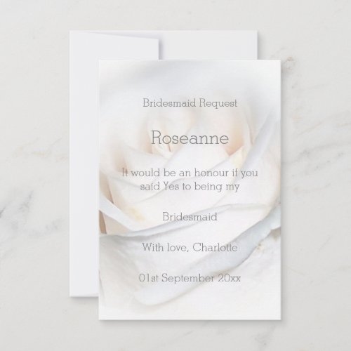 White Rose Design Bridesmaid Request Invitation