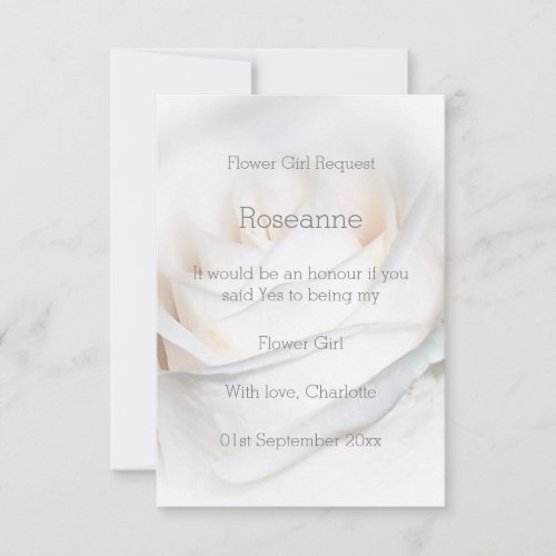 White Rose Design Flower Girl Request Invitation