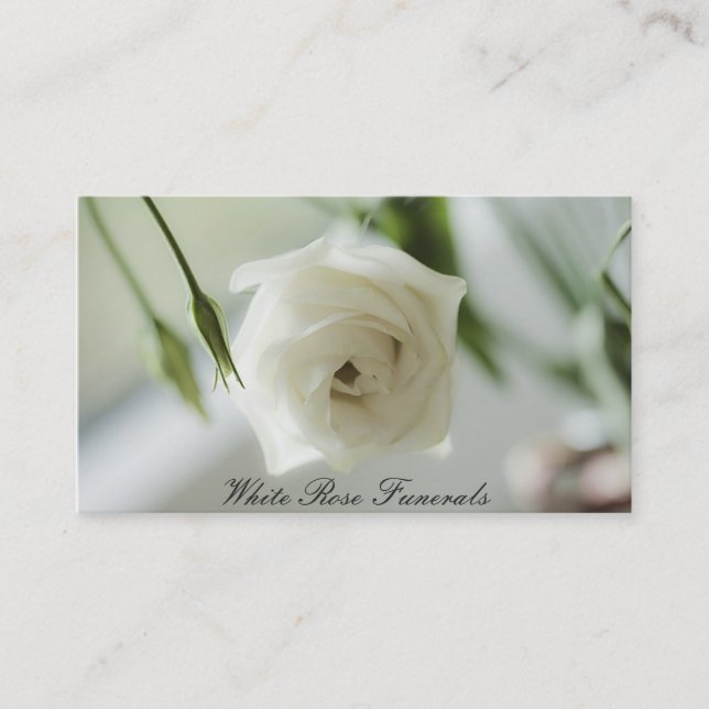 White Rose design funeral services business Card (Front)