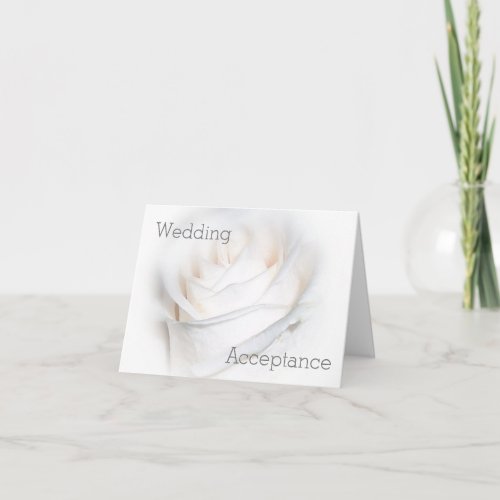 White Rose Design Wedding Acceptance Thank You Card