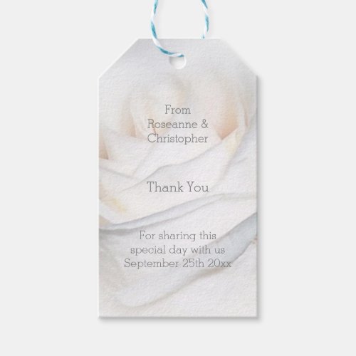 White Rose Design Wedding Gift Tags