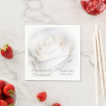 White Rose Design Wedding Napkins