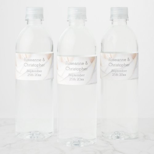 White Rose Design Wedding Water Bottle Label