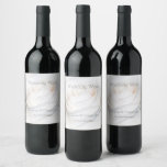 White Rose Design Wedding Wine Label