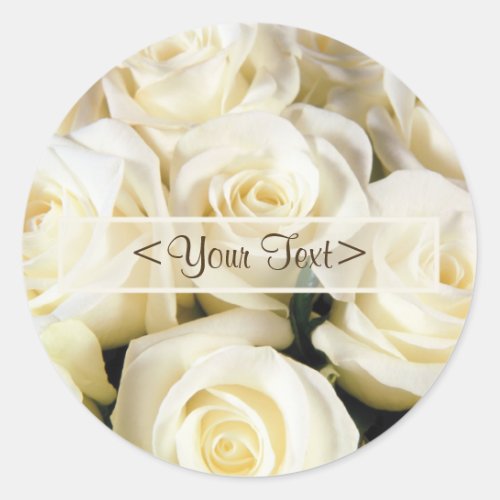 White Rose Elegance Classic Round Sticker