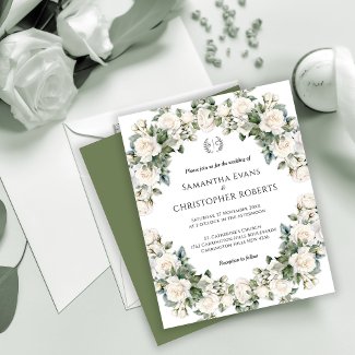 White Rose Elegance Monogrammed Budget Wedding