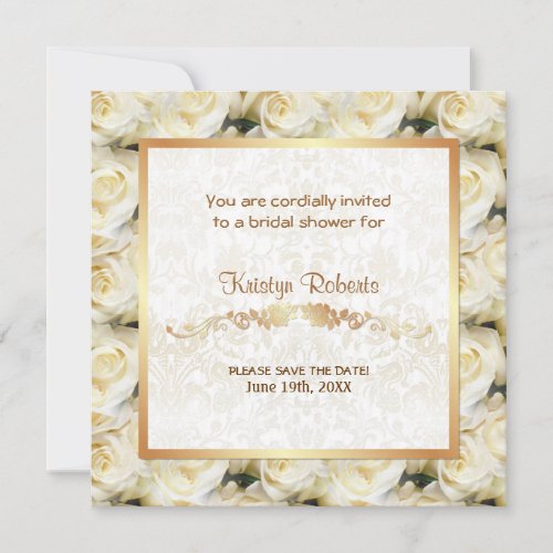 White Rose Elegance - Shower Custom Invitation