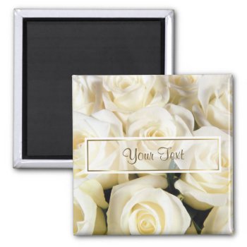 White Rose Elegance Template Magnet by SpiceTree_Weddings at Zazzle