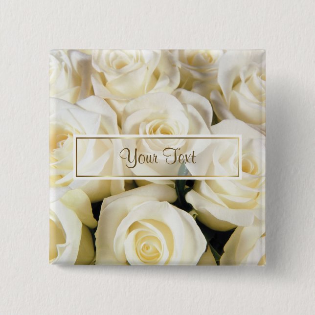 White Rose Elegance Template Pinback Button (Front)