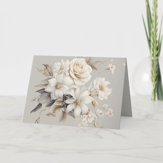 White Rose Elegant Floral Bouquet Thank You Card (Creator Uploaded)