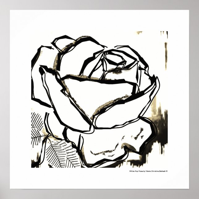 White Rose Elegant Post Modern Poster Art Prints (Front)