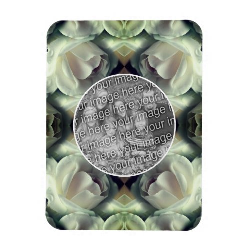 White Rose Floral Abstract Add Your Own Photo Magnet