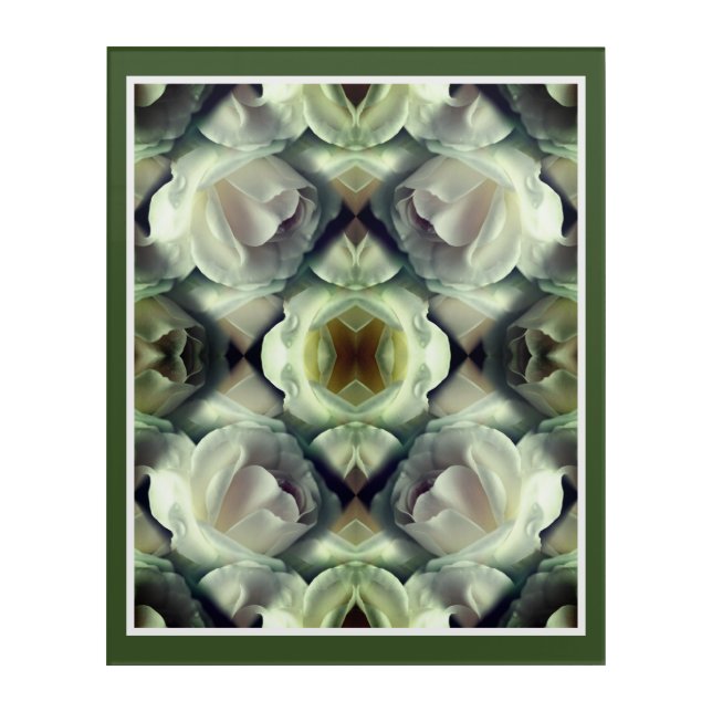 White Rose Floral Abstract Art Acrylic Print (Front)