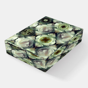 White Rose Floral Abstract Art Paperweight