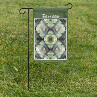 White Rose Floral Abstract Art Personalized Garden Flag