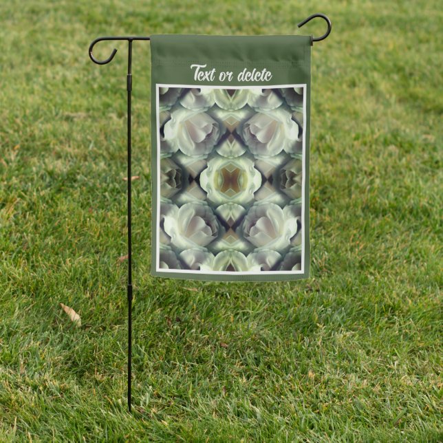 White Rose Floral Abstract Art Personalized Garden Flag (In SItu)