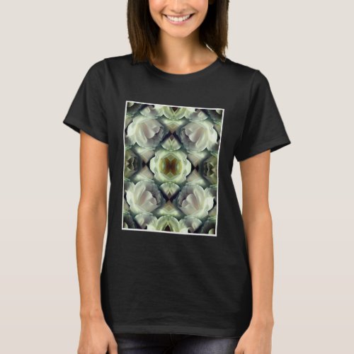 White Rose Floral Abstract Art  T_Shirt