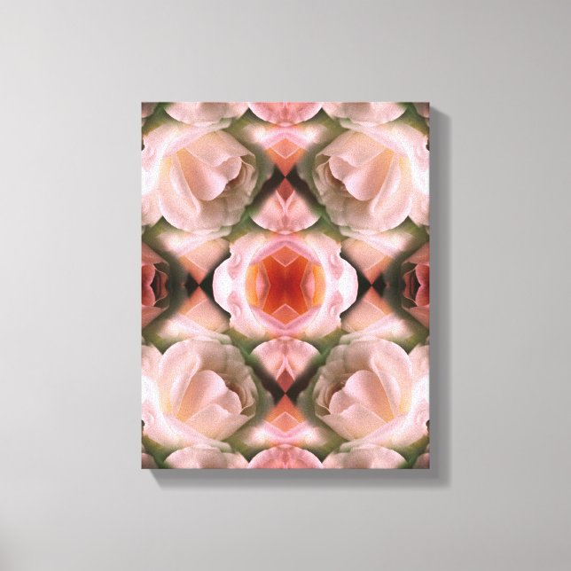 White Rose Floral Abstract Art Tinted Canvas Print (Front)