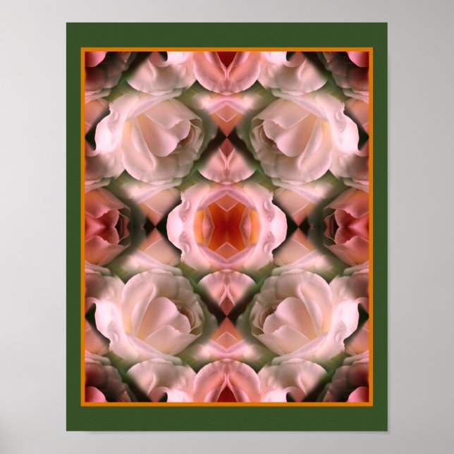 White Rose Floral Abstract Art Tinted Poster (Front)