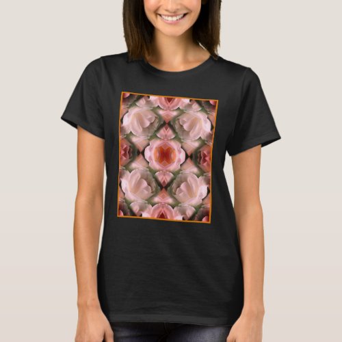 White Rose Floral Abstract Art Tinted T_Shirt