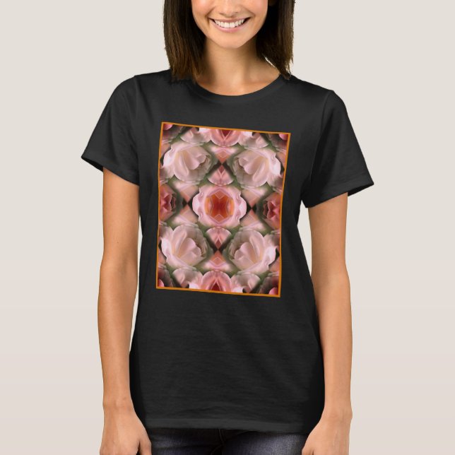 White Rose Floral Abstract Art Tinted T-Shirt (Front)