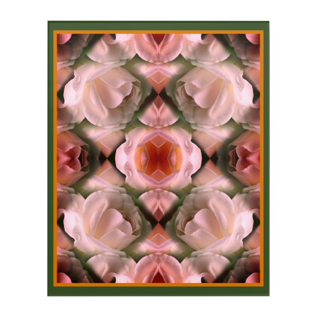 White Rose Floral Abstract Tinted Acrylic Print (Front)