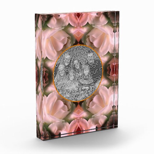 White Rose Floral Abstract Tinted Add Your  Photo Block