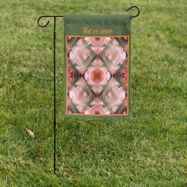White Rose Floral Abstract Tinted Personalized Garden Flag (In SItu)