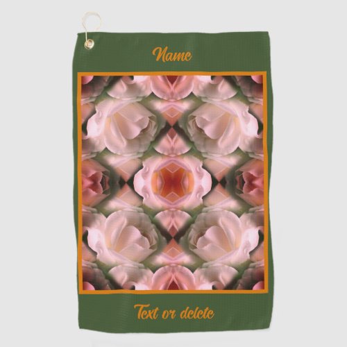 White Rose Floral Abstract Tinted Personalized Golf Towel