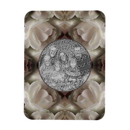 White Rose Floral Abstract Vintage Add Your Photo Magnet