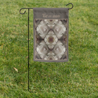 White Rose Floral Abstract Vintage Personalized Garden Flag
