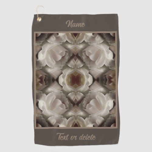 White Rose Floral Abstract Vintage Personalized Golf Towel